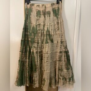 Green and Tan Tie-Dye Skirt